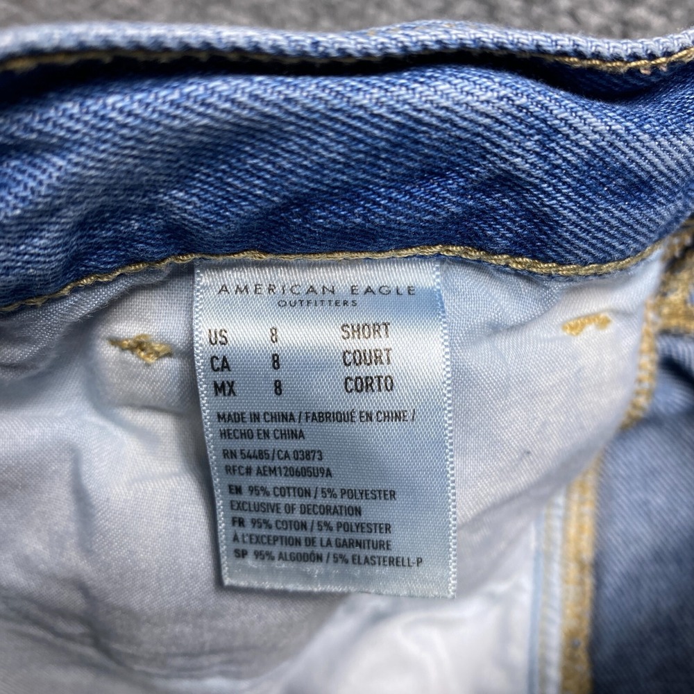 American Eagle Jeans Womens 8 Short Blue Mom Straight Distressed - Picture 9 of 12